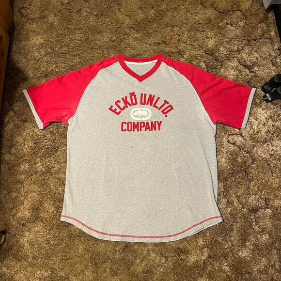 Vintage Y2K Ecko Unltd. Baggy Logo T-Shirt Gray/Red XXLarge - Picture 1 of 5